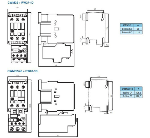 Relé Sobrecarga Weg Rw27 Contactor Cwm. Rangos Hasta 6,3a