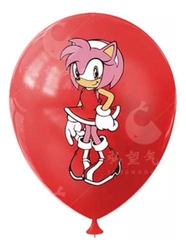 Set 12 Globos De Latex Temática Erizo Supersonico