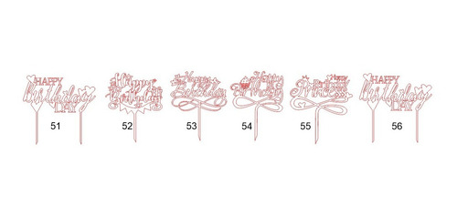 Mini Cake Topper Lote De 50 Letreros De 10 Cm De Altura
