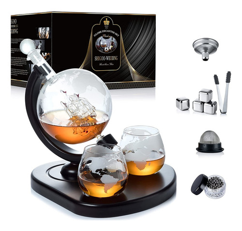 Juego De Decantador De Whisky, Decantador De Globo 850ml