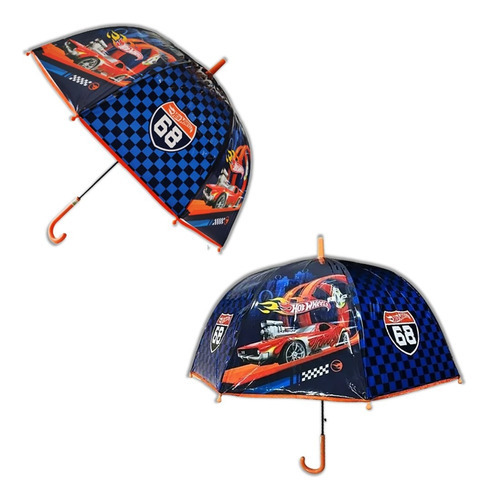 Paraguas Impermeable Infantil Lluvia Automatico Disney Wabro Color Hot Wheels Naranja