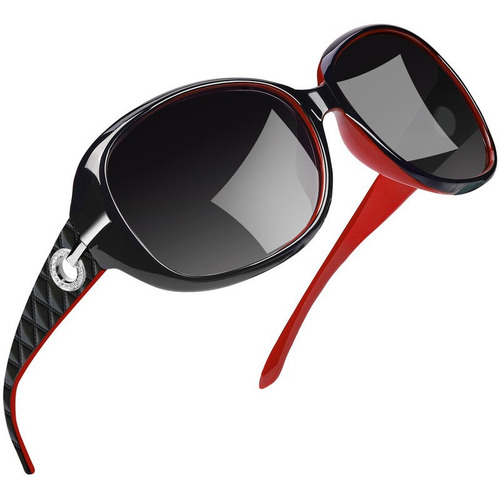 Lentes De Sol Mujer Polarizados Dama Uv400 Grandes De Moda Diseño Clásico Anti Luz Solar Con Alta Definición Armazón Rojo Joopin
