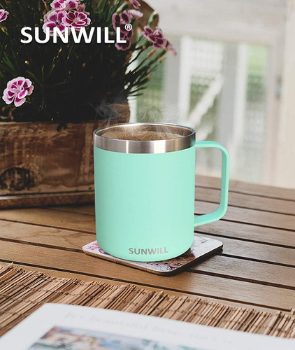 Sunwill Taza De Café Con Asa, 14oz Aislado Aj Inoxidable