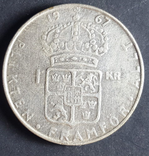 Suecia 1 Krona De 1967 U De Plata