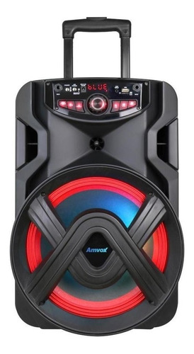 Alto-falante Amvox Aca 401 Tsunami portátil com bluetooth preto 127V/220V