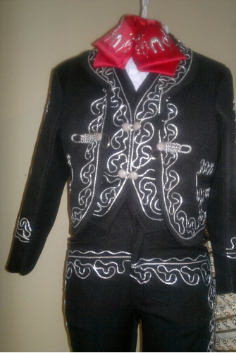 Traje De Charro Negro-plat Adulto Sutache Mariachis C Envio