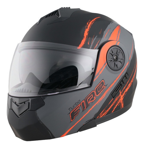 Casco Abatible De Moto Casco Edge Turbo Fire Ii Visor Solar Color Naranja Tamaño del casco L