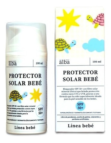 Protector Solar Vegano Para Bebés 100ml Spf 50+ Del Alba