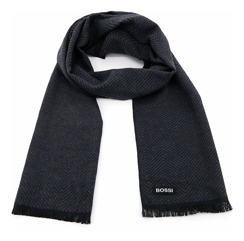 Bufanda Bossi Estilo Formal Moderna Y Elegante Unisex Azul Marino Con Gris Liso