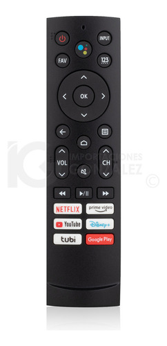 Control Remoto Compatible Con Pantallas Hisense Android Tv Erf3b90h + 4 Pilas AAA