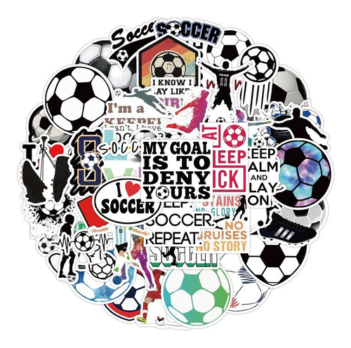 Futbol Soccer 50 Calcomanias Stickers D Pvc Vs Agua Deportes