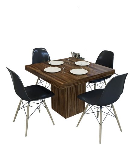 Mesa Comedor Desayunador Cocina Moderno Lujo Nativa 90x90 Bl Nogal Nogal