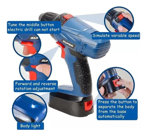 Kit De Herramientas Para Niños Con Taladro Eléctrico
