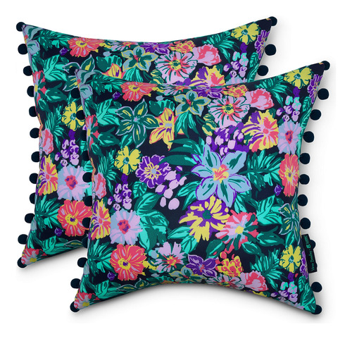 Vera Bradley By Water-resistant Accent Pillow With Poms...