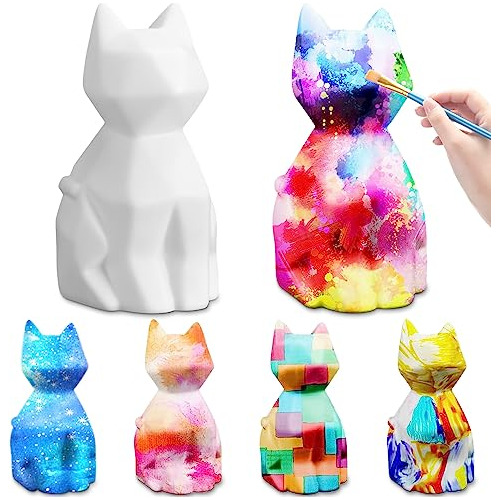6 Pcs Paint Your Own Cat Lamp Kit, 5 Inches Diy Geometr...