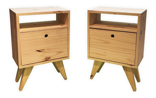 Mesa De Luz Mesita Vintage Nordica Retro Madera Pino H1