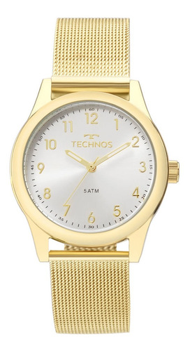 Relógio Feminino Technos Boutique Dourado Garantia 1 Ano Cor do fundo Prateado