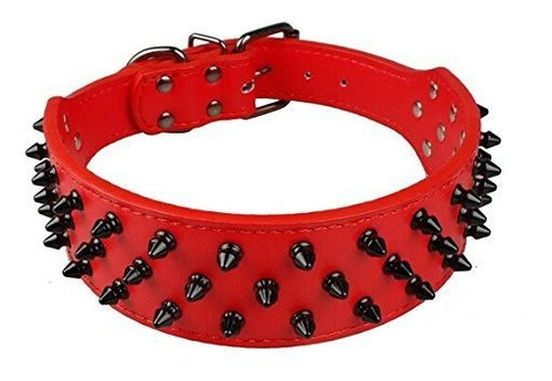 Perros Reino De Cuero Negro Escupido Collar De Perros Rl40l