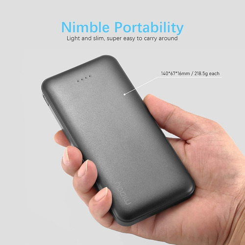 Power Bank Portatil 10000 Mah, Miady, Usb, Type C, Micro Usb