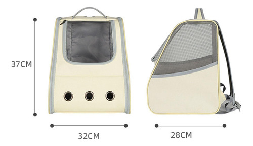 Mochila Porta Mascotas Portátil Bolsa De Beige 32x28x37cm