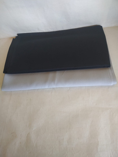 Lote De 2 Retazos Tela-negro Y Gris Claro- Sarga Verano. Negro Liso