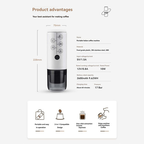 Cafetera Portátil Inalámbrica 2 En 1 Pequeña T