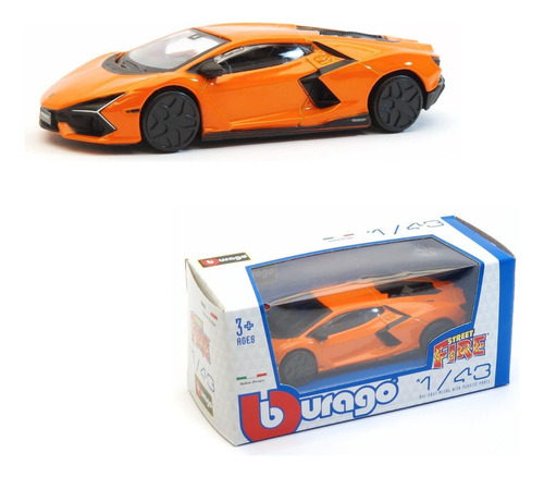 Miniatura Carro Lamborghini Revuelto Street Fire Laranja 1/4