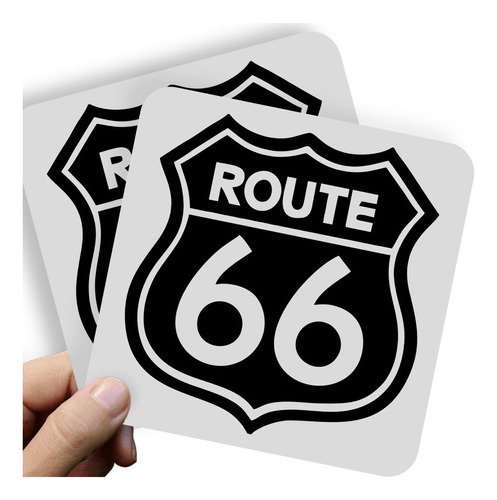 Adesivo Kit C/2 - 14x14cm - Usa Route 66 Placa Rota Interest