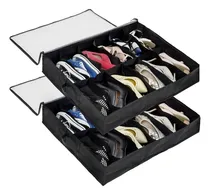Comprar Organizador De Zapatos Bajo Cama 12 Espacios S!! Color Negro