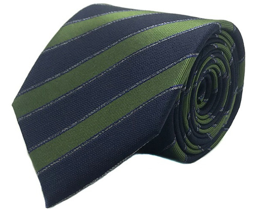 Corbata Seda Diseño Rayas Verde 8cm