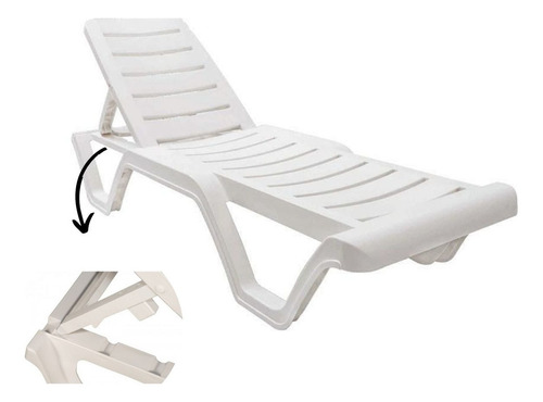 Tumbona de plástico para playa y piscina, verano, color blanco