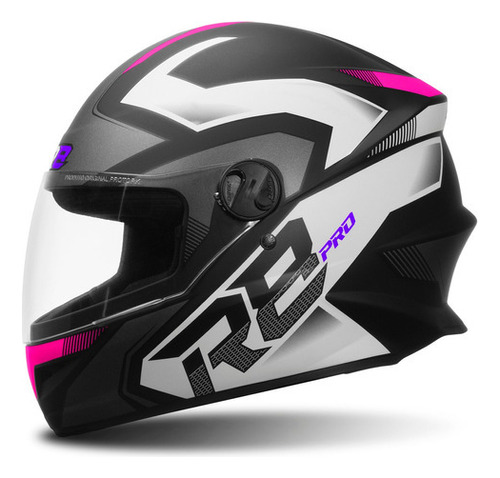 Capacete Motoqueiro Masculino R8 Pro Fechado Protork Cor Preto - Rosa Tamanho Do Capacete 56