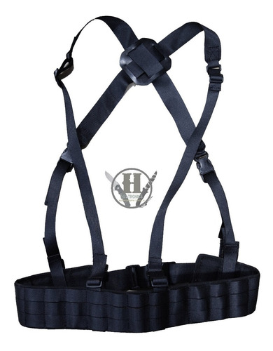 Cinturon Tactico Molle Con Espaldera Negro Houston 82mt