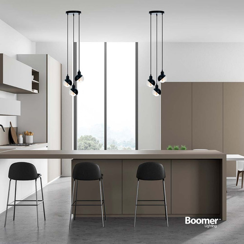 Lámpara Colgante Lantaar 3 Negro, 45 W, Base E27, Interior Estructura Black Mate