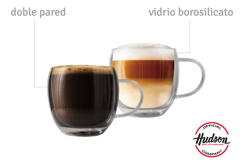 Set Jarra Vidrio + Set 4 Vasos Con Asa 150ml Hudson Oficial