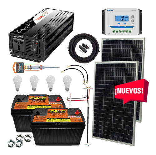 Kit Solar 1100 Watts Cale Inversor 1000w Onda Pura, Pwm Disp