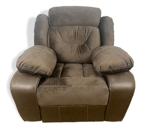 Sillón Reclinable Reposet Sofá Individual Para Hogar Moderno Color Chocolate