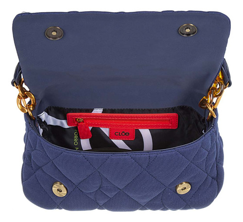 Lady Bag Cloe Para Mujer Textil Acolchada A Rombos Color Azul Marino