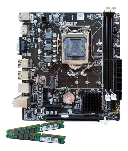 Kit Upgrade Intel Placa Mãe H61 1155 + 16gb Ddr3 1600mhz Cor Preto