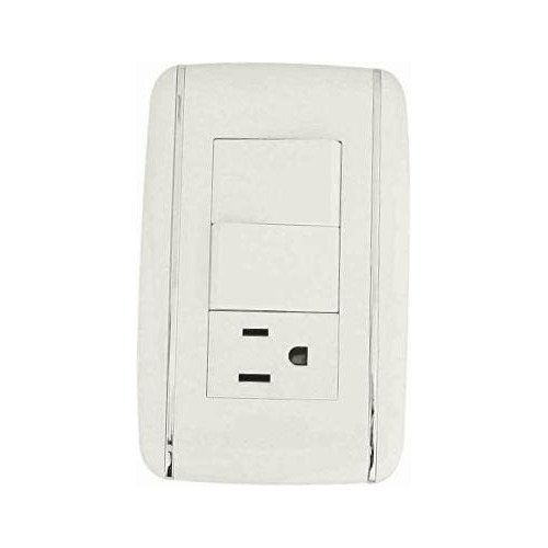 Sanelec 4522 Contacto Y Doble Apagador Con Placa, Vicenza