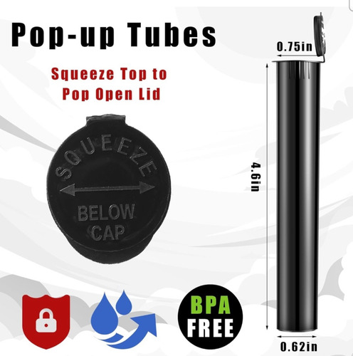 100 Pre-roll Tubos Blunt 116mm Negro Y Conos Raw King Size