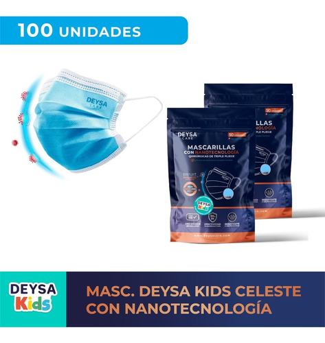 Mascarillas Nanotecnología Niños 2 Env. Resellable (100 Un)