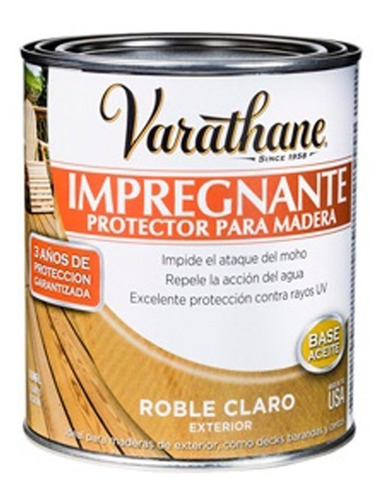 Impregnante Protector Madera Exterior Roble Claro X 946 Ml.