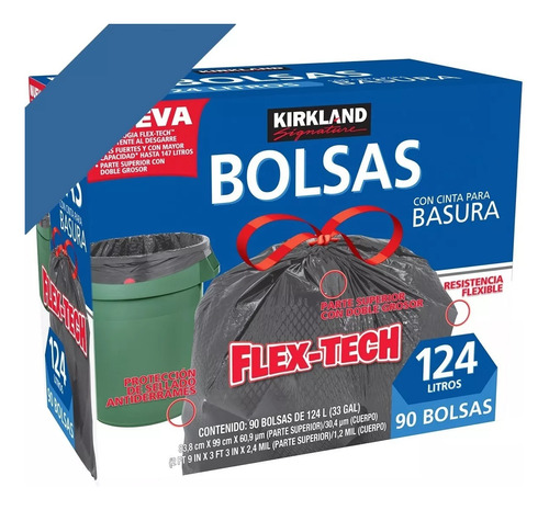 90 Bolsas Plástico Negra Basura Contenedor 124 Lt  Msi