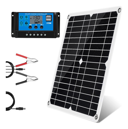 Kit Panel Solar 12 V 20 W Controlador Carga 10 Cable Clips