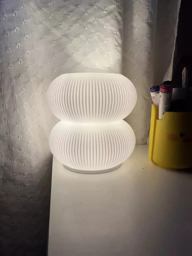 Lampara Velador Mesa Nordico Impresion 3d Luz Calida Esferas Blanco Blanco