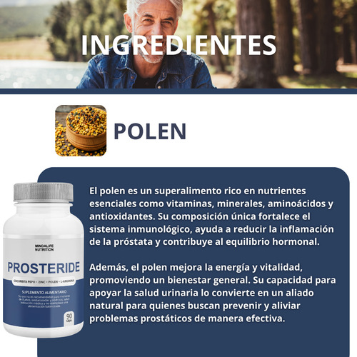 Suplemento Prosteride 90 Cápsulas Prostata Salud Masculina