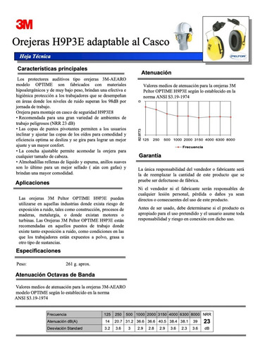 Orejera Peltor Optime H9p3e 23 Db 3m