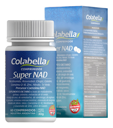 Súper Nad Nicotinamida + Resveratrol X 60 Comp - Colabella Sabor Sin Sabor