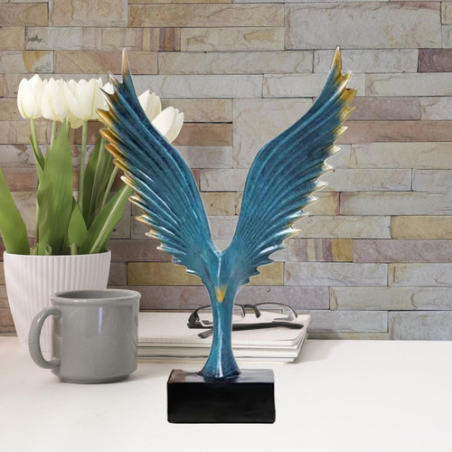 Eagle Statue Bird Figurine Desk Figura De Decoración Azul